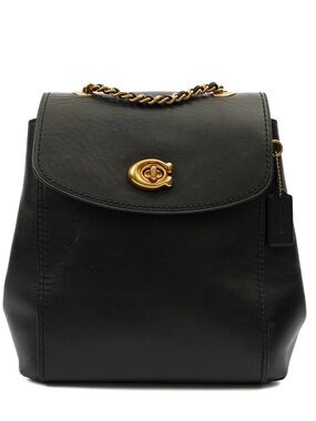 Coach Parker Convertible Backpack Black Gold Leather Bag